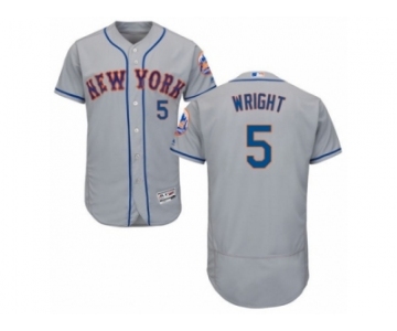 Men's Majestic New York Mets #5 David Wright Grey Flexbase Authentic Collection MLB Jersey