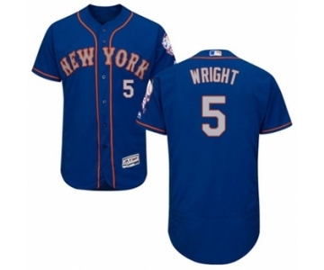 Men's Majestic New York Mets #5 David Wright Royal Gray Flexbase Authentic Collection MLB Jersey