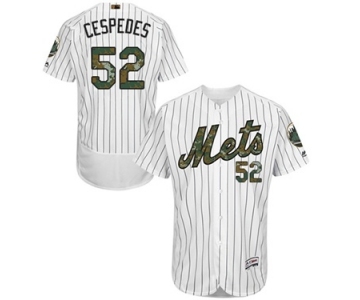 Men's Majestic New York Mets #52 Yoenis Cespedes Authentic White 2016 Memorial Day Fashion Flex Base MLB Jersey