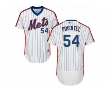 Men's Majestic New York Mets #54 Stolmy Pimentel White Royal Flexbase Authentic Collection MLB Jersey