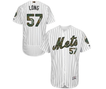 Men's Majestic New York Mets #57 Kevin Long Authentic White 2016 Memorial Day Fashion Flex Base MLB Jersey