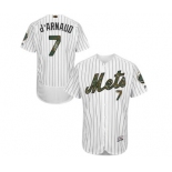 Men's Majestic New York Mets #7 Travis d'Arnaud Authentic White 2016 Memorial Day Fashion Flex Base MLB Jersey