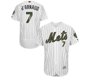 Men's Majestic New York Mets #7 Travis d'Arnaud Authentic White 2016 Memorial Day Fashion Flex Base MLB Jersey