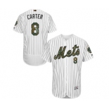 Men's Majestic New York Mets #8 Gary Carter Authentic White 2016 Memorial Day Fashion Flex Base MLB Jersey