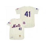 Men's Mitchell and Ness 1969 New York Mets #41 Tom Seaver Authentic Cream Throwback MLB Jersey