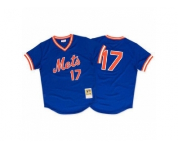 Men's Mitchell and Ness 1986 New York Mets #17 Keith Hernandez Authentic Royal Blue Throwback MLB Jersey