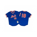 Men's Mitchell and Ness 1986 New York Mets #18 Darryl Strawberry Replica Royal Blue Throwback MLB Jersey