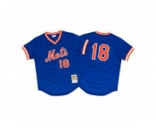 Men's Mitchell and Ness 1986 New York Mets #18 Darryl Strawberry Replica Royal Blue Throwback MLB Jersey