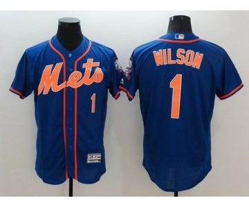 Men's New York Mets #1 Mookie Wilson Majestic Royal Blue Flexbase Authentic Collection Player Jersey