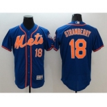 Men's New York Mets #18 Darryl Strawberry Majestic Royal Blue Flexbase Authentic Collection Player Jersey