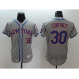 Men's New York Mets #30 Michael Conforto Majestic Gray Flexbase Authentic Collection Player Jersey