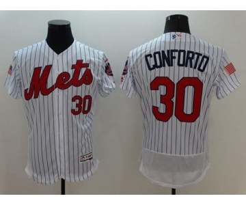 Men's New York Mets #30 Michael Conforto Majestic White Fashion Stars & Stripes Flex Base Jersey