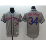 Men's New York Mets #34 Noah Syndergaar Majestic Gray Flexbase Authentic Collection Player Jersey