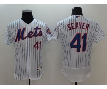 Men's New York Mets #41 Tom Seaver Majestic White Flexbase Authentic Collection Player Jersey