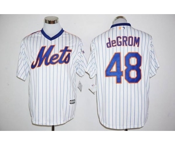 Men's New York Mets #48 Jacob deGrom Majestic White With 25th Anniversary Patch Official Cool Base Player Jersey