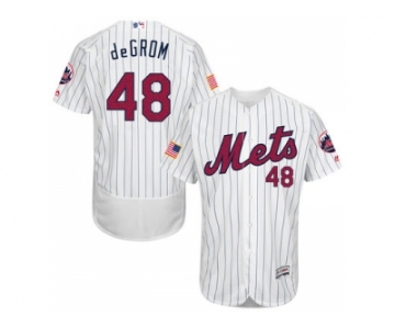 Men's New York Mets #48 Jacob deGrom White Stitched 2016 Fashion Stars & Stripes Flex Base Baseball Jersey