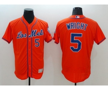 Men's New York Mets #5 David Wright Majestic Orange Flexbase Authentic Collection Player Jersey