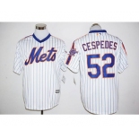 Men's New York Mets #52 Yoenis Cespedes Majestic White With 25th Anniversary Patch Official Cool Base Player Jersey