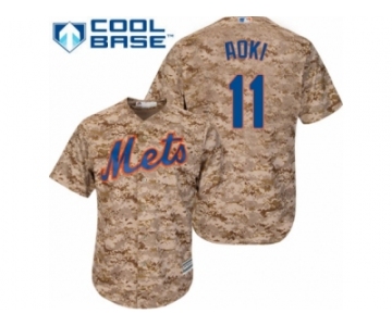 New York Mets #11 Norichika Aoki Authentic Camo Alternate Cool Base MLB Jersey