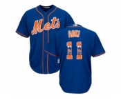 New York Mets #11 Norichika Aoki Authentic Royal Blue Team Logo Fashion Cool Base MLB Jersey