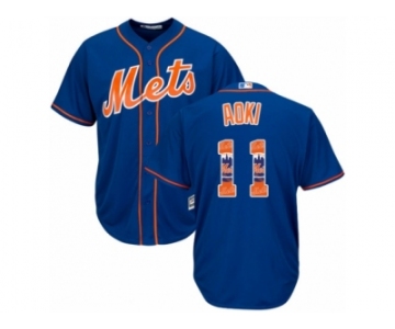 New York Mets #11 Norichika Aoki Authentic Royal Blue Team Logo Fashion Cool Base MLB Jersey