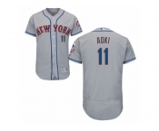 New York Mets #11 Norichika Aoki Grey Flexbase Authentic Collection MLB Jersey