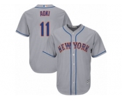 New York Mets #11 Norichika Aoki Replica Grey Road Cool Base MLB Jersey