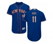 New York Mets #11 Norichika Aoki Royal Gray Flexbase Authentic Collection MLB Jersey