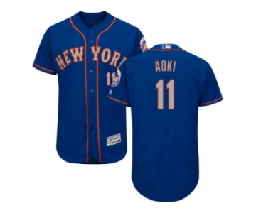 New York Mets #11 Norichika Aoki Royal Gray Flexbase Authentic Collection MLB Jersey