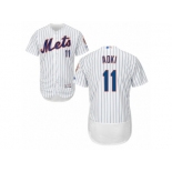 New York Mets #11 Norichika Aoki White Flexbase Authentic Collection MLB Jersey