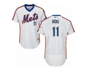 New York Mets #11 Norichika Aoki White Royal Flexbase Authentic Collection MLB Jersey