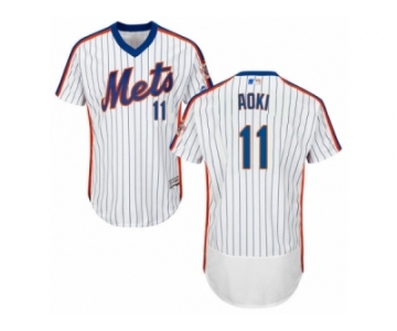 New York Mets #11 Norichika Aoki White Royal Flexbase Authentic Collection MLB Jersey