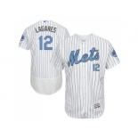 New York Mets #12 Juan Lagares White(Blue Strip) Flexbase Authentic Collection 2016 Father's Day Stitched Baseball Jersey