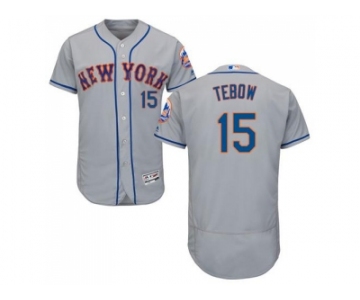 New York Mets #15 Tim Tebow Grey Flexbase Authentic Collection Stitched MLB Jersey