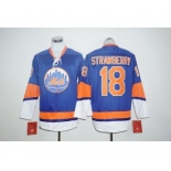 New York Mets #18 Darryl Strawberry Blue Long Sleeve Stitched MLB Jersey