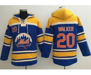 New York Mets #20 Neil Walker Blue Sawyer Hooded Sweatshirt MLB Hoodie