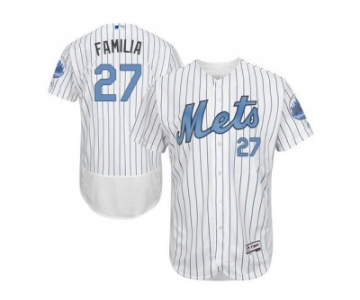 New York Mets #27 Jeurys Familia White(Blue Strip) Flexbase Authentic Collection 2016 Father's Day Stitched Baseball Jersey