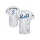 New York Mets #3 Curtis Granderson White(Blue Strip) Flexbase Authentic Collection 2016 Father's Day Stitched Baseball Jersey