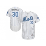 New York Mets #30 Michael Conforto White(Blue Strip) Flexbase Authentic Collection 2016 Father's Day Stitched Baseball Jersey