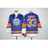 New York Mets #33 Matt Harvey Blue Long Sleeve Stitched MLB Jersey