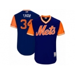 New York Mets #34 Noah Syndergaard Thor Authentic Royal Blue 2017 Players Weekend MLB Jersey