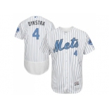 New York Mets #4 Lenny Dykstra White(Blue Strip) Flexbase Authentic Collection 2016 Father's Day Stitched Baseball Jersey