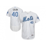 New York Mets #40 Bartolo Colon White(Blue Strip) Flexbase Authentic Collection 2016 Father's Day Stitched Baseball Jersey