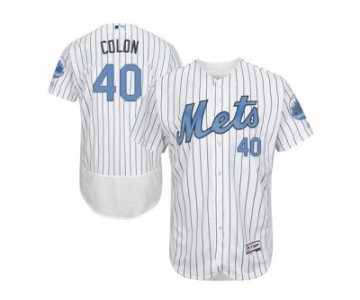 New York Mets #40 Bartolo Colon White(Blue Strip) Flexbase Authentic Collection 2016 Father's Day Stitched Baseball Jersey