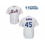 New York Mets #45 Tug McGraw White(Blue Strip) Home Cool Base Stitched Baseball Jersey