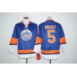 New York Mets #5 David Wright Blue Long Sleeve Stitched MLB Jersey