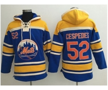 New York Mets #52 Yoenis Cespedes Blue Sawyer Hooded Sweatshirt MLB Hoodie