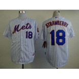 mlb jerseys new york mets #18 strawberry white(blue strip)