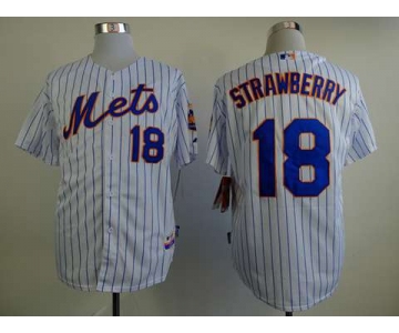 mlb jerseys new york mets #18 strawberry white(blue strip)