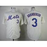 mlb jerseys new york mets #3 granderson cream(blue strip)